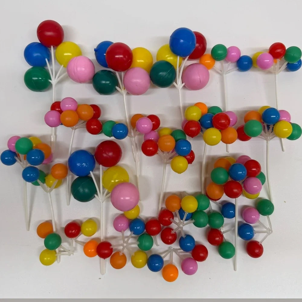 Vintage Plastic Balloon Cake Toppers Multicolor Party Decorations 12 Count Used